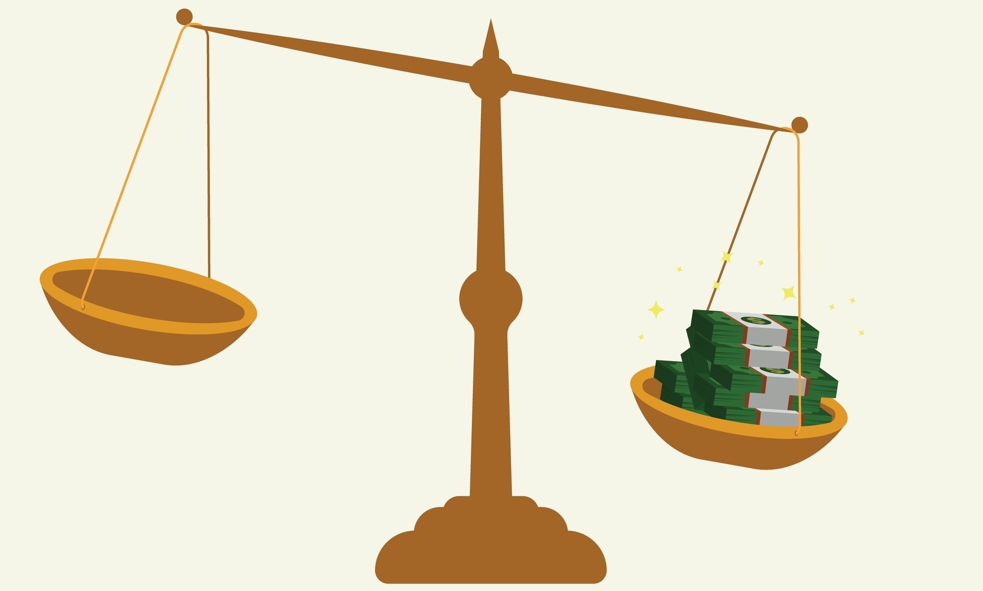 Image of scales with money.