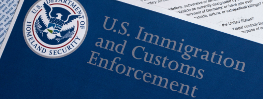 U.S. Immigration and Customs Enforcement (ICE) sign