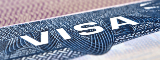 Close-up image of a U.S. visa.