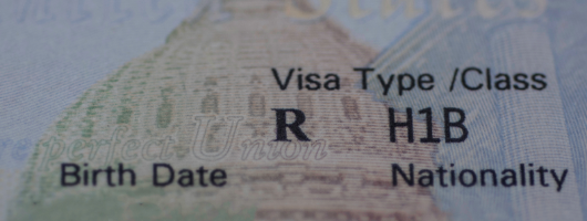 Close-up of an H-1B visa